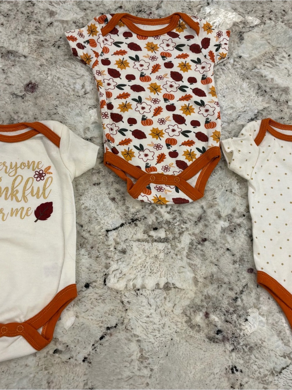 Baby Gear Autumn Print One-Piece Bodysuit - White, Orange, Brown, Yellow